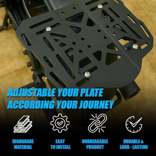 Image of Universal Bike Luggage Rack Top Base Plate | Adjustable Heavy-Duty Metal Mount | Fits All Motorcycles & Scooters | Easy Installation | Rear Carrier for Top Box & Bags