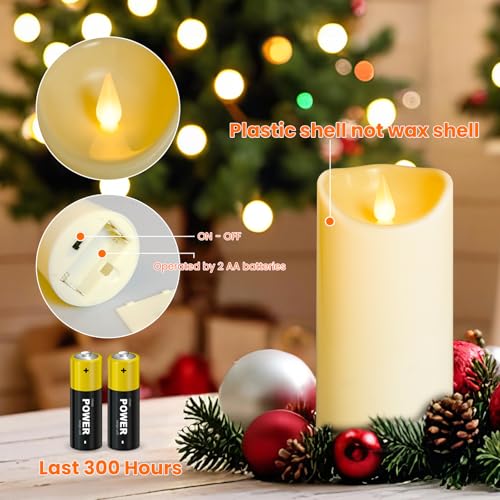 Image of YIWER Plastic Battery Operated Candles,Pack of 6 Flameless LED Candle with 10 Key Remote and Timer Electric Fake Flickering Light D3 inchH6 inch Last 200 Hour