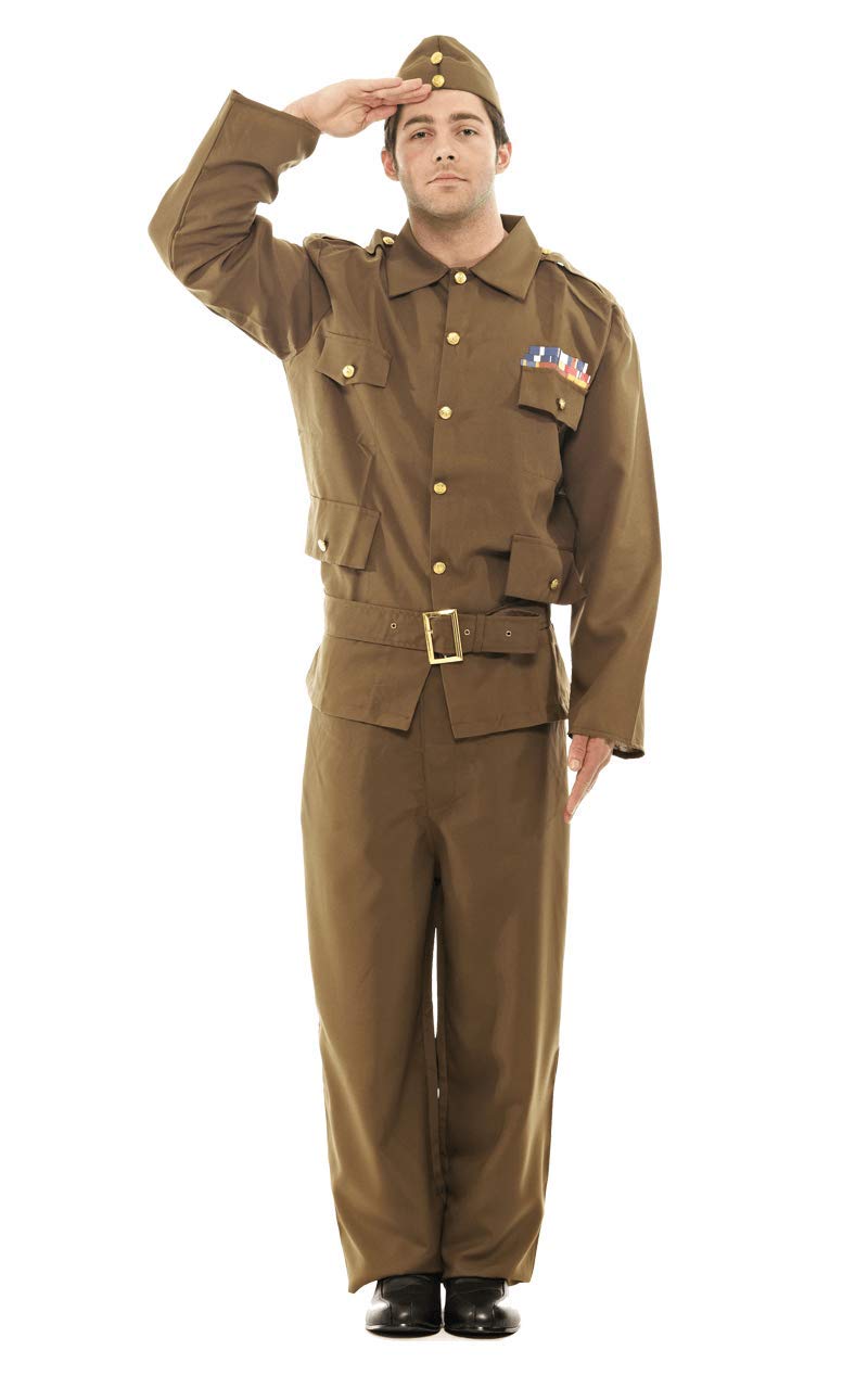 ORION COSTUMES Men's Khaki Brown Home Guard WW2 1940s Army Fancy Dress Costume
