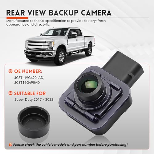 Image of Rear View Backup Camera Compatible with F250 F350 F450 F550 Super Duty 2017-2022 Replace JC3T-19G490-AD JC3T-19G490AD JC3T19G490AD Rear Park Assist Camera Only for 6pin Plugs