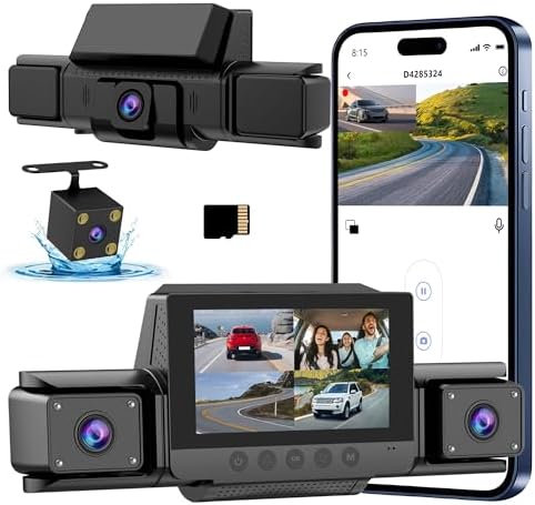 4-Channel 360° Dash cam Front and Rear FHD 1080P 180° Rotating Si...