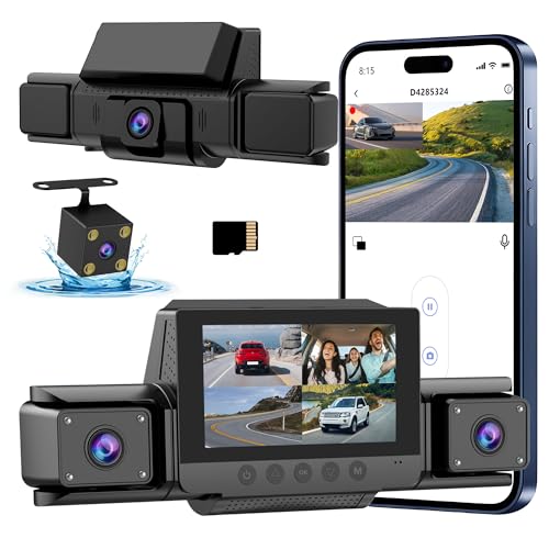 4-Channel 360° Dash cam Front and Rear FHD 1080P 180° Rotating Side-View Camera APP Control reversing Display Collision Detection Parking Monitoring Loop Recording | Suitable for sedans and SUVs