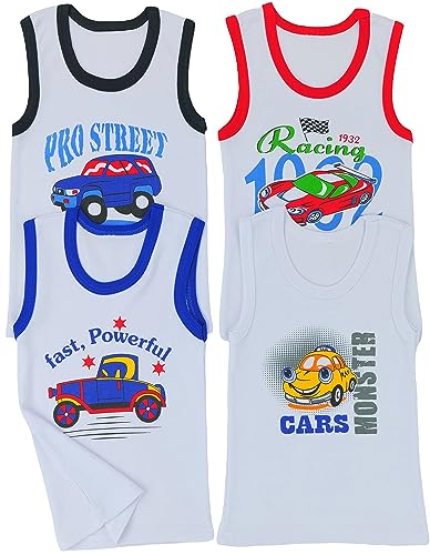 ToBeInStyle Boys' Pack of 4 100% Cotton Tank Tops