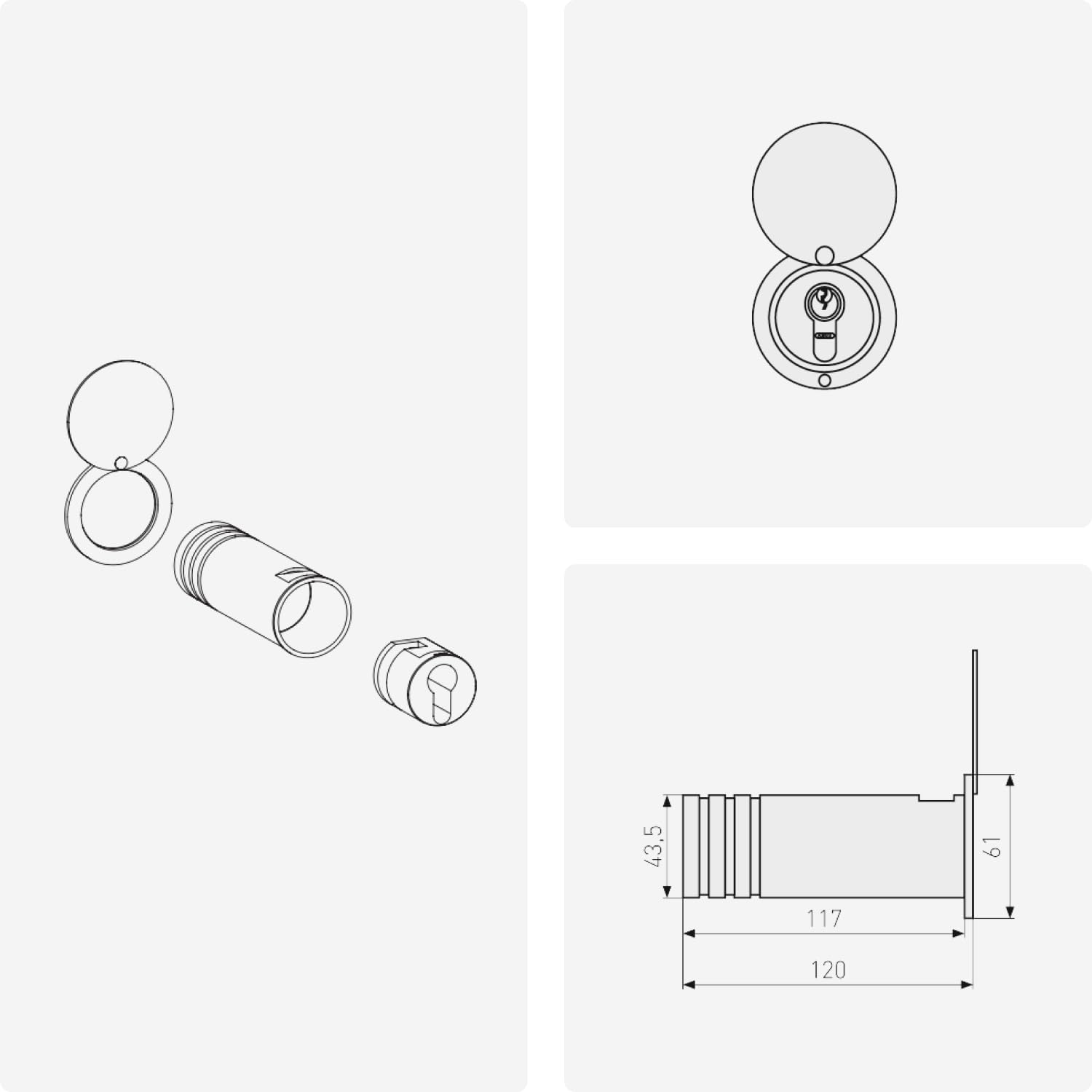 ABUS KeyGarage 729 - Coffre à clés à encastrer dans le mur - tube en acier inoxydable pour le rangement des clés - boîte à clés avec couvercle - argenté | Corps en laiton, anse en acier - code personnalisable sans clé - pour valises, casiers - 23 x 53 mm