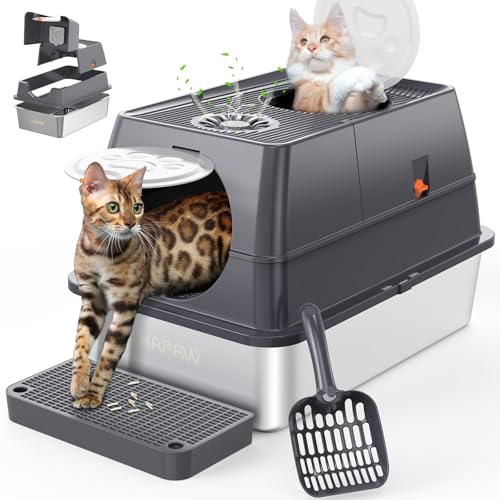 HAPAW Flip-Top Stainless Steel Litter Box