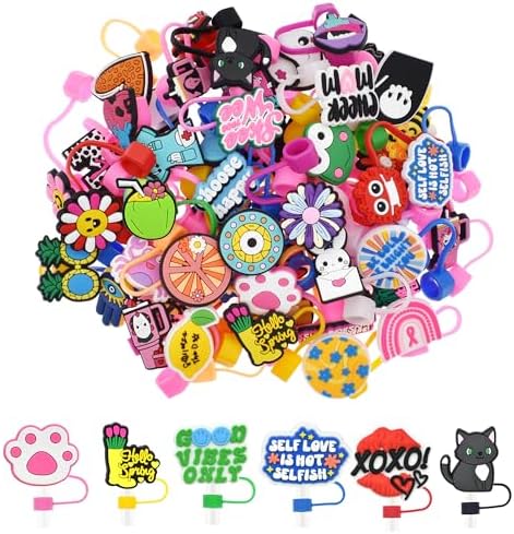 Random 200 PCS Straw Covers Cap For Stanley 30 & 40 Oz Tumblers Bulk 10 MM Straw Toppers For Tumblers Stanley Cup Accessories Party Gifts