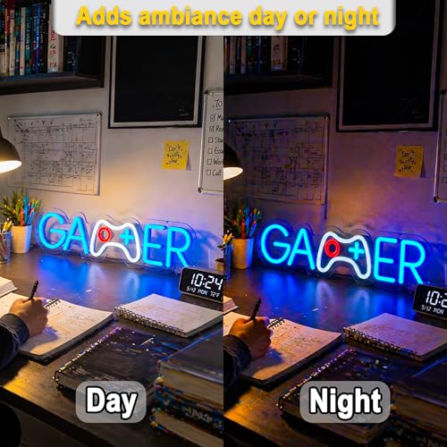 Image of Gamer Neon Sign for Wall Decor Light Up Sign Led Signs for Game Room Party Home Wall Decor USB Powered