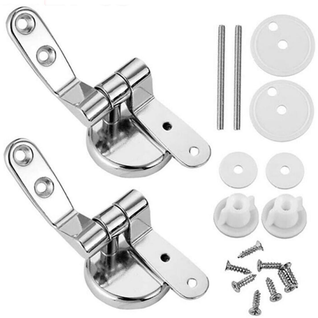 Fitspi Silver Toilet Seat Hinges Replacement Chrome Finished Toilet Seat Hinge Fixings With Fittings And Repair Parts For Most Wooden Resin Mdf Toilet Seat