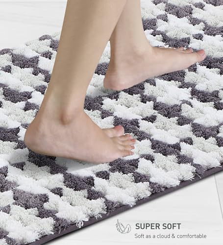 Image of Obsessions Soft & Plush Bath Mat | Quick Dry, Stain & Skid Resistant | Luxuriously Soft, Long Lasting Color | TPR Latex Backing, Size 50x80 cm, Grey & Cream