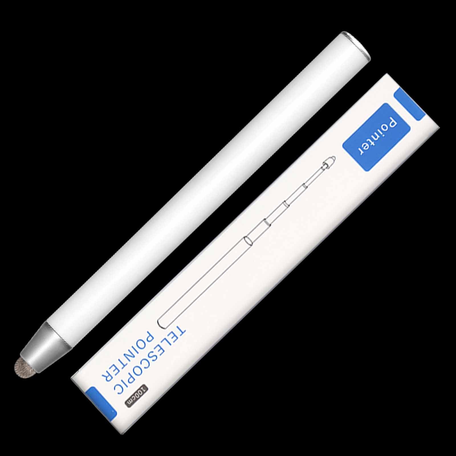 Universal Telescopic Stylus Pen for Touch Screens,Retractable Pointer Stick & Stylus with Special Flocking Tip,Extendable High Precision & Soft (White