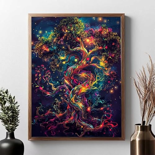 Diamond Painting, áRbol Pintura de Diamante Kit Manualidades Adultos, Color 5D Diamond Painting Adultos Dibujos DIY Diamantes para la Decor de la Pared del Hogar, Regalos para Mujer 60x80cm JPF B-6