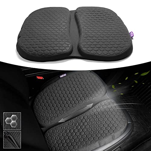 Jiooy 車用シートクッション 2022最新デザイン クールジェルシートクッション ヘルスクッション アップグレード ジェル内蔵 ゲルクッション 座布団 通気性 車用 椅子用 自宅 オフィス 在宅勤務 四季通用 滑り止め