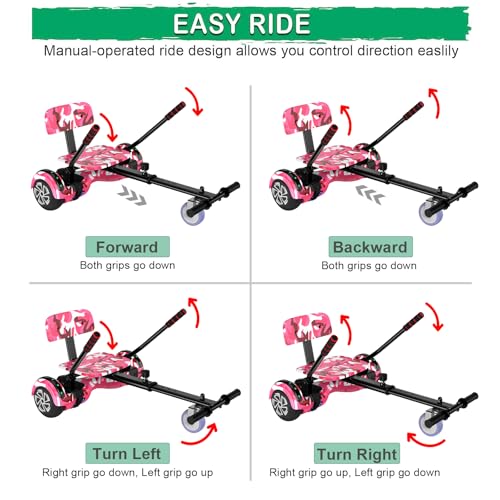 Image of Scooter with Seat Attachment for Kids Adults, 6.5'' 8.5''Balancing Scooter with Bluetooth Speakers & Colorful LED Light with kart