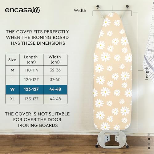 Image of Encasa XO Iron Board Covers, Wide, Laminated Thick Fiber Pad, 125x46 cm
