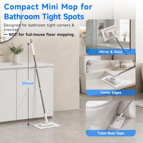 Image of Mini Bathroom Spot Cleaning Mop, Lightweight Small Dust Mop