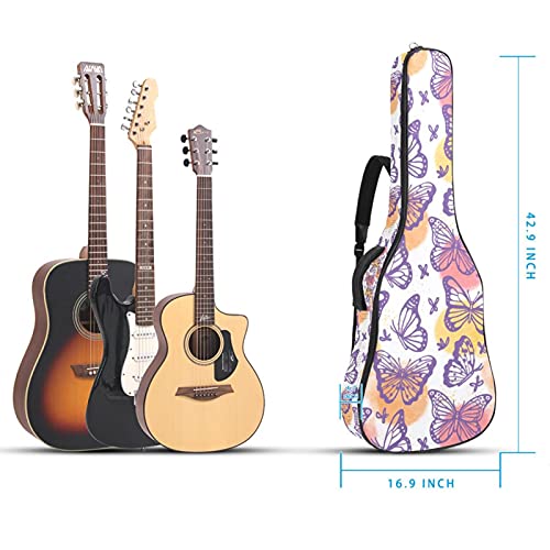 Housse guitare basse et acoustique imperméable violet papillon