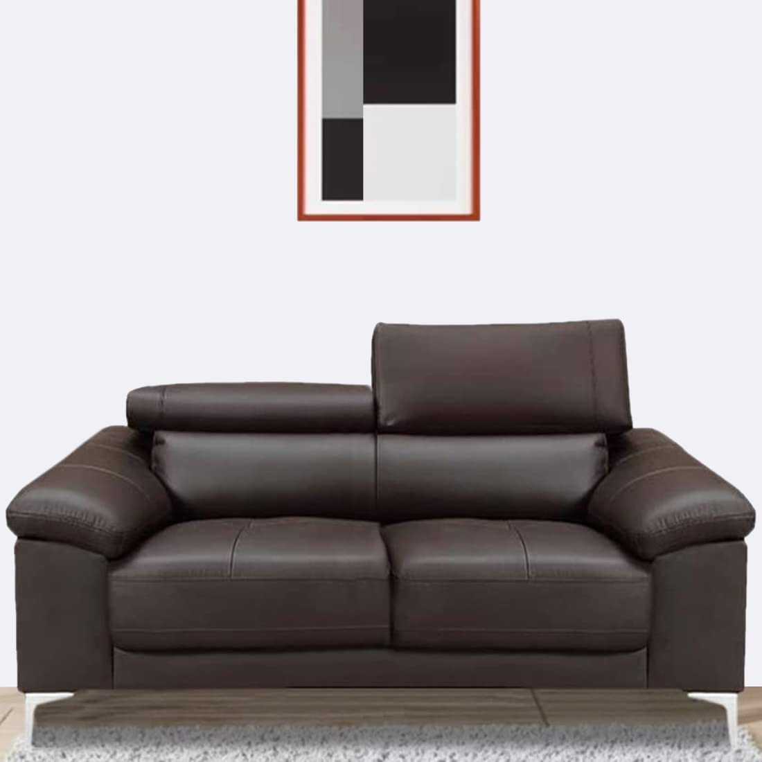 CASASTYLE Germon 2 Seater Leatherette Sofa Set (Brown)