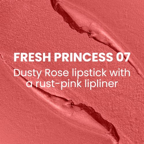 Image of Typsy Beauty Twist & Pout Lipstick & Lip Liner I Lipstick with Matching Liner for Defined Lips I Fresh Princess | Matte Finish & Contoured Lip Effect I Rose Pink | Paraben Free | 0.75 + 0.16g