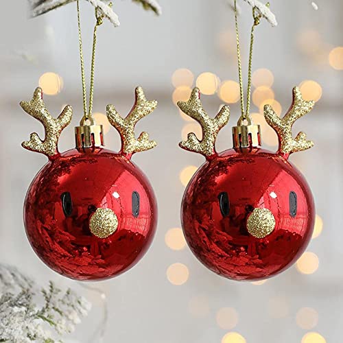 LEERAIN 4 Piezas de Navidad árbol Deco Deco, Bolas de Navidad Adornos de Cristal Navidad Moose Deco Bolas de Vidrio para Colgar para joyería de árbol de Navidad,A Cover