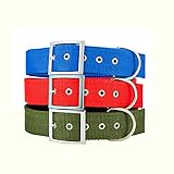 Fragralley Adjustable Metal Buckle Dog Collars for Medium Large XLarge Dogs, Classic Solid Color Tou