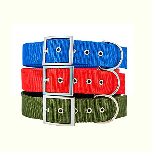 Fragralley Adjustable Metal Buckle Dog Collars For Medium Large Xlarge Dogs, Classic Solid Color Tough Nylon Collar, Neck 14"-25", Padded Wide Pet Collars For Dogs #TOP25