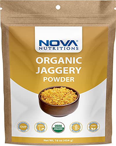 Nova Nutritions Certified Organic Jaggery Powder (Made from Evaporated Cane Sugar), Raw & Natural, Also Called Gur, Panela
