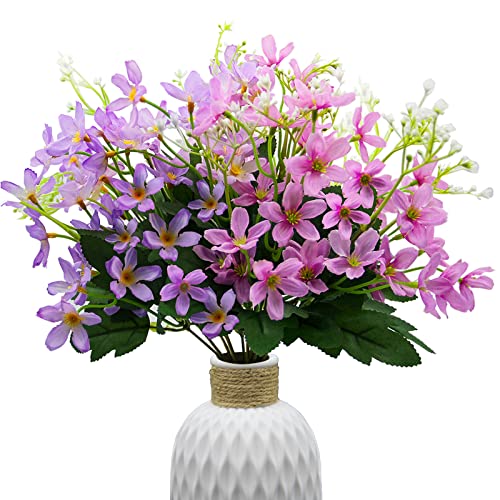 FONBAY Lot de 2 orchidées artificielles en soie synthétique Turquoise pour décoration de maison, de mariage, de fête (violet + rose)