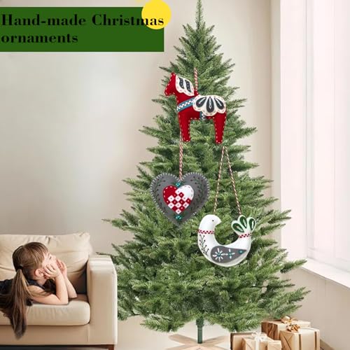 Image of 2024 Three Scandinavian Felt Ornaments Kit Hand Embroidery Christmas Ornaments Kit with DIY Material Package for Beginners Adults, 2025 Christmas 3D Novice Embroidery Needlepoint Starter Kit (B)