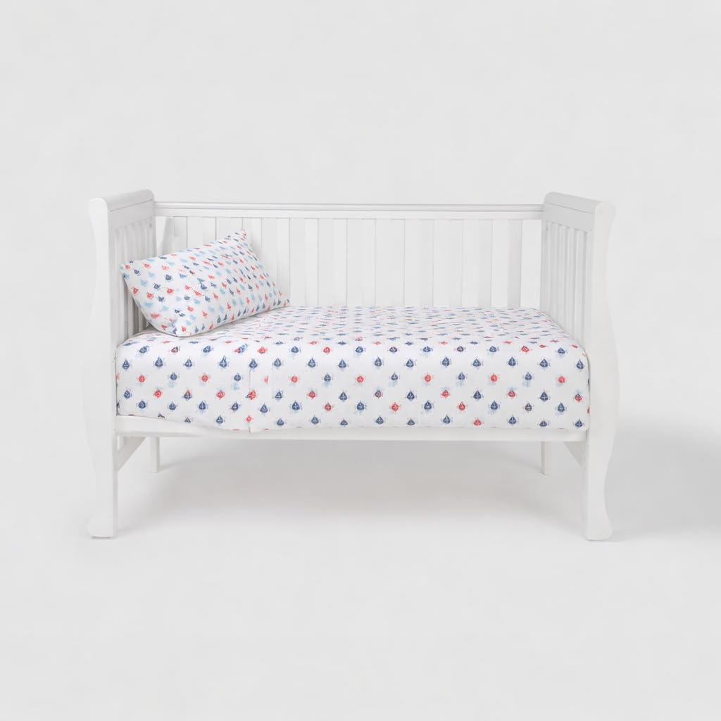 TRAMAS+ Juego Sábanas Cuna 60x120 Cama Infantil Minicunas Set Sabanas 50x80 Algodón Super Suave Ropa Cama - Cuna - 60x120cm, Caballitos Celeste — view 12