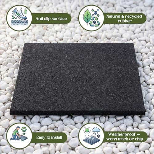 Nuanchu 4 Pcs 12 x 12 Inch Rubber Stepping Stones Outdoor Garden Walkway Non-Slip Durable Pavers for Patio, Pathway, Landscaping, Weatherproof Stepping Stones for Easy Installation (Square,Black) - Image 5