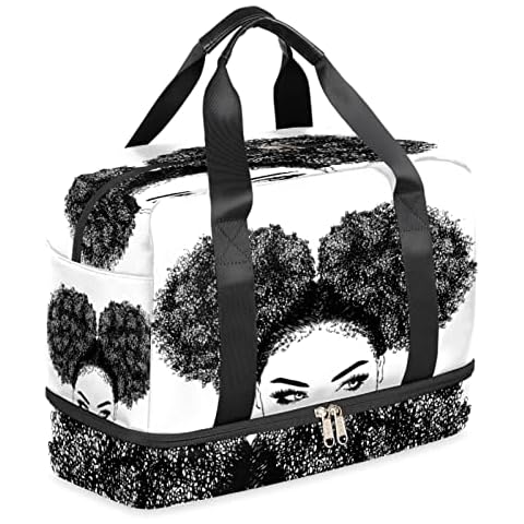 Funky Qiu Sport Gym Bag African American Woman Travel Duffel Bag for Woman Man Lightweight Weekend Overnight Yoga Workout Bag with Shoe Compartment, Multi, One Size Cover