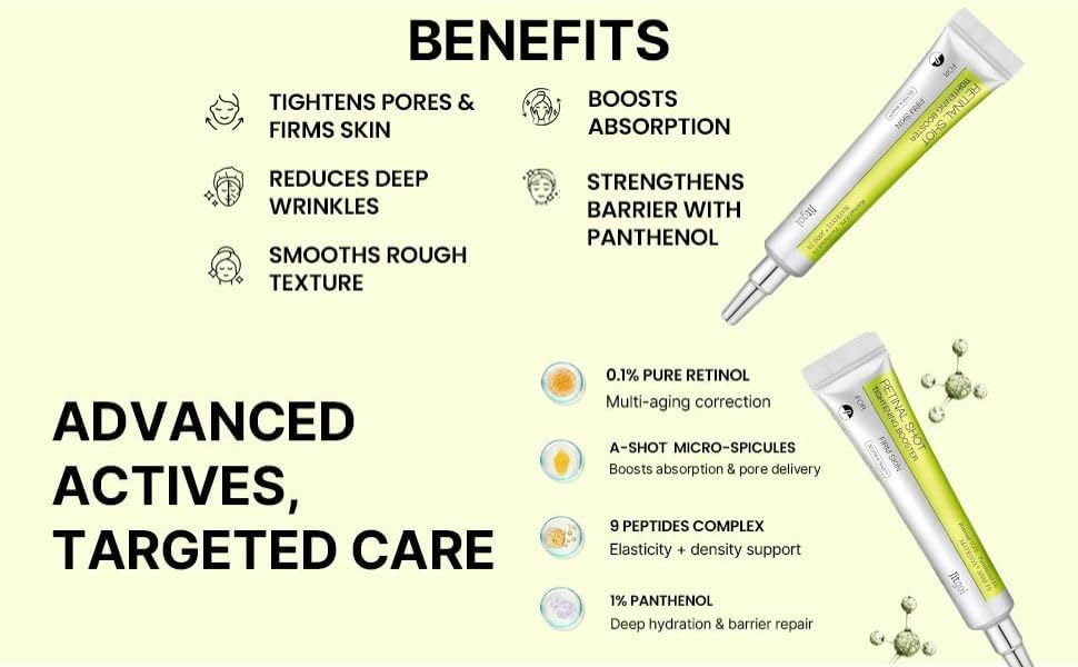 Image of Vita-A Retinal Shot Tightening Booster - 0.1% Retinal Face Serum with Matrixyl & Niacinamide, Anti Aging Korean Serum for Wrinkles, Pores, Fine Lines & Firm Skin (15ml)