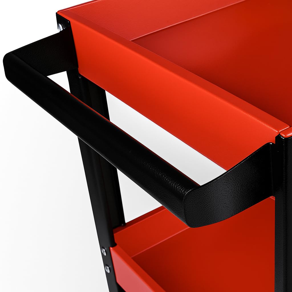 Carro de Herramientas con Ruedas vacío Carro de Taller mecánico para Herramientas con 3 Bandejas de Almacenamiento y Asa Lateral para Garaje Mecánico Hogar. 70 x 35 x 76 cm