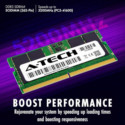 Image of A-Tech 64GB Kit (4x16GB) DDR5 5200MHz PC5-41600 CL42 SODIMM 1Rx8 Single Rank 1.1V Non-ECC Unbuffered SO-DIMM 262-Pin Laptop Computer RAM Memory Upgrade Modules