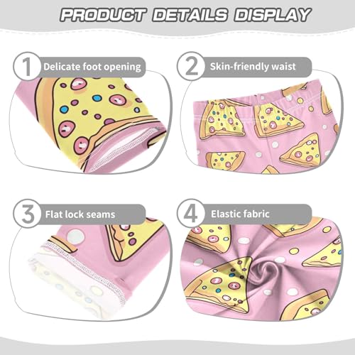 Pizza Yellow Food Pink Girls Casual Leggings for Kids Printed Long Pant Bottoms Stretch and Soft3