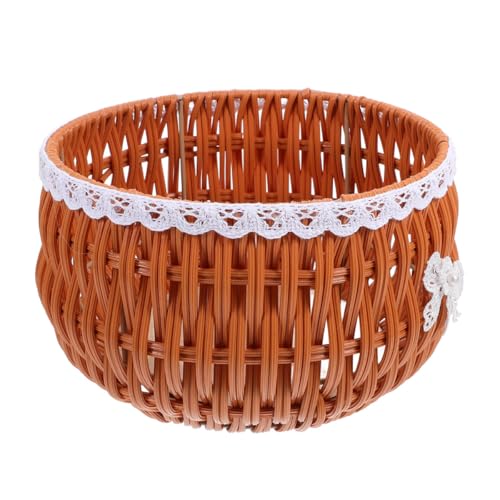SHINEOFI Cesta Grande de Ratán Sintético Color Caqui para Plantas de Interior y Exterior, Cesta Tejida a Mano para Almacenamiento y Decoración Rústica del Hogar