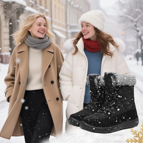 Image of Women's Winter Snow Boots Warm Insulation Outdoor Cold Weather Ankle Boot for Women Lightweight Fur Lined Non Slip Waterproof