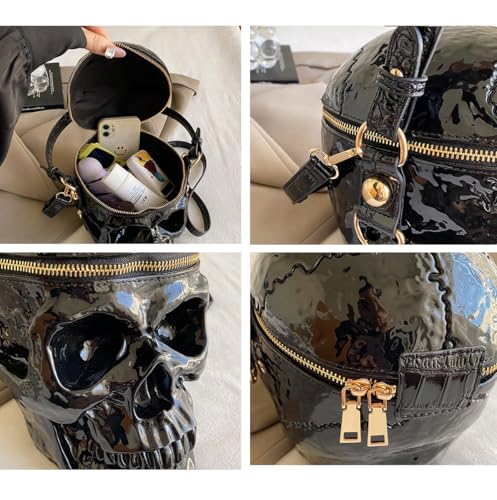 Skull Purse for Women Horror Goth Crossbody Bag Waterproof Halloween Gothic Purses (black)2