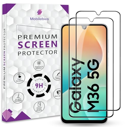 Image of Premium Tempered Glass Screen Protector Guard For Samsung M36 5G (6.7 Inch, Pack of 2) | Edge to Edge Coverage With Easy to installation kit