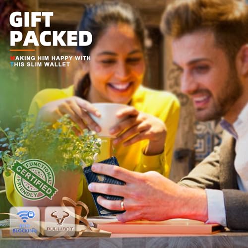 Image of BULLIANT Men Slim Leather Pocket Wallet Bill Holder 11Cards-Genuine Leather | RFID Blocking | Easy Access | Gift Boxed