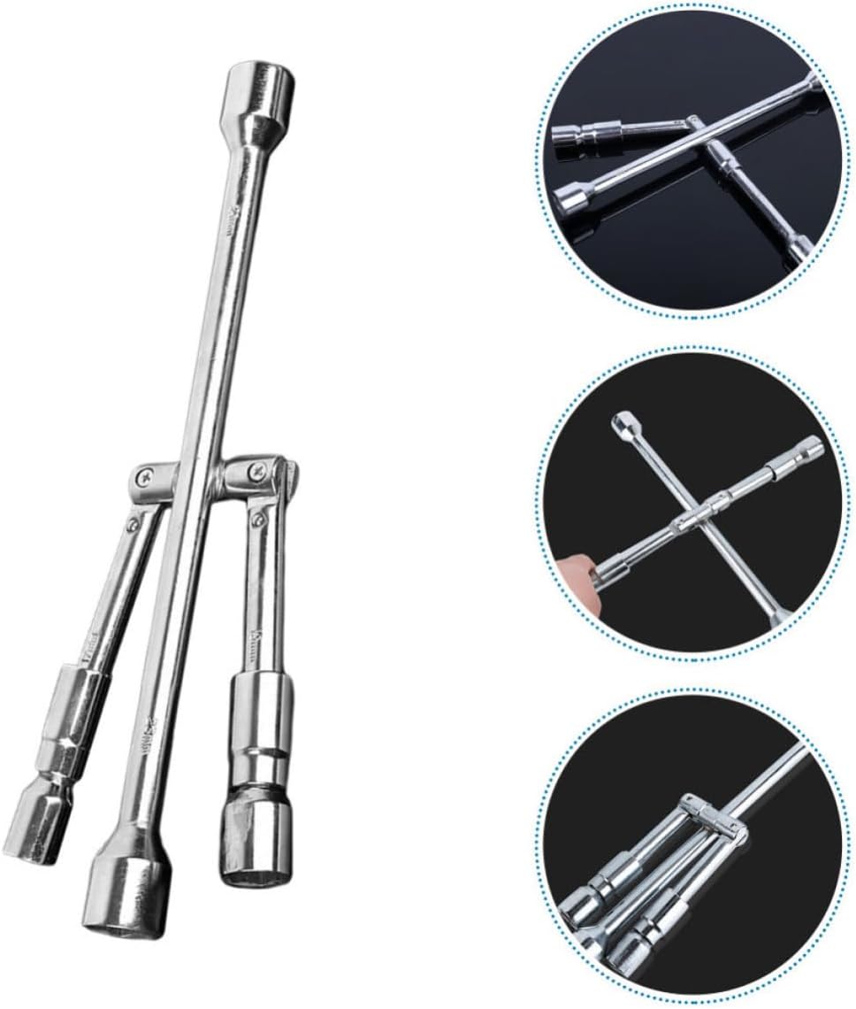Foldable 4-way Steel Lug Nut Wrench for Car Tire Repairs with Compact Design, Heavy Duty Multi-directional Tire Wrench for On-the-go Maintenance and Easy Carry