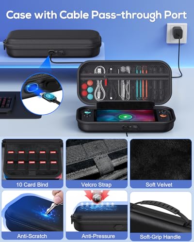 Image of Switch 2 Accessories and Pro Style Controllers, [Charge Inside]Case Bundle for Nintendo Switch 2 Console,FYOUNG 23 IN 1 Kit:Carrying Case,Protective Shell,Grip for Joycon,Steering Wheel for Mario Kart
