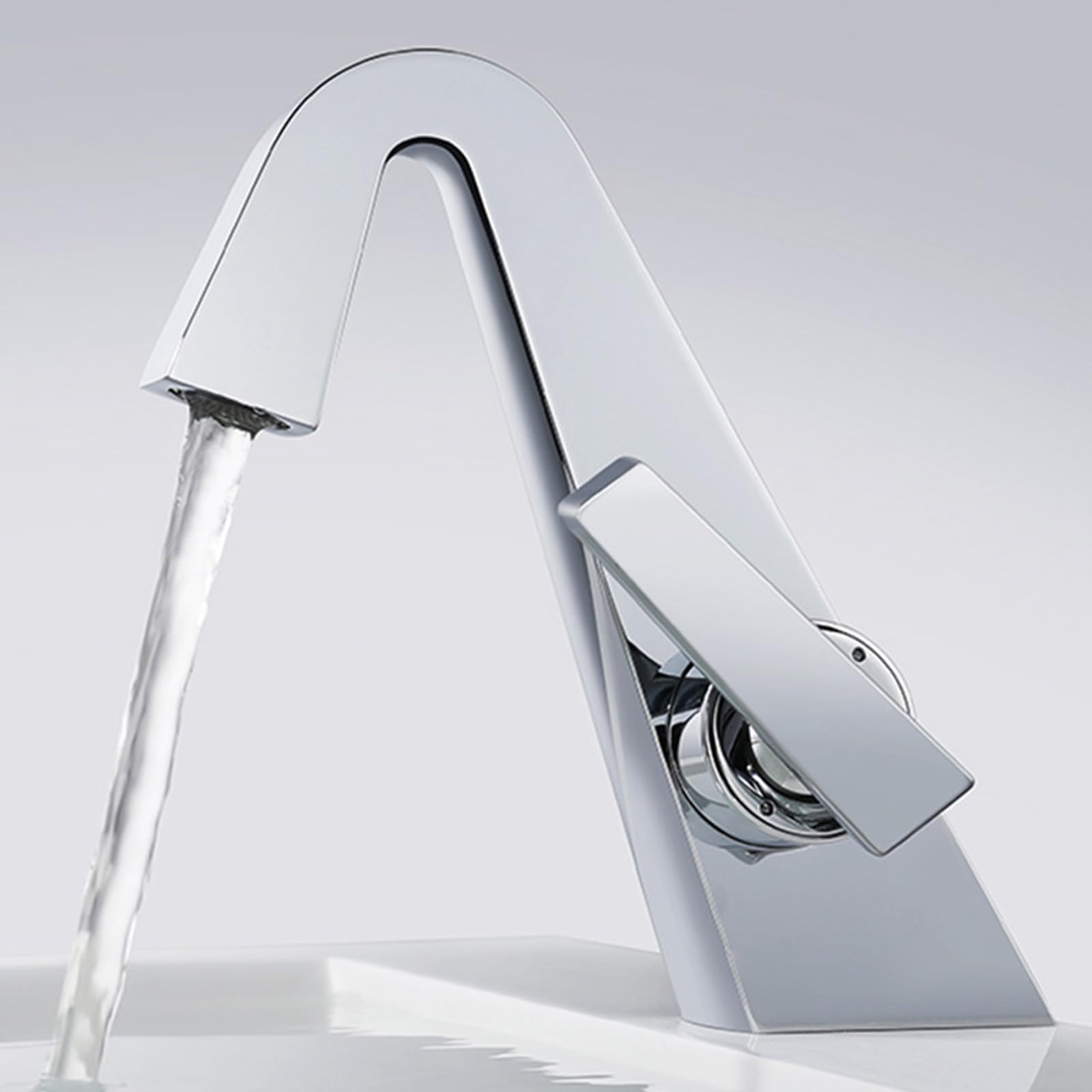BiaoTeng Chrome Mixer Tap Bathroom Sink Hot and Cold G1/2 Connection Brass Bathroom Sink Mixer Taps 1 Hole