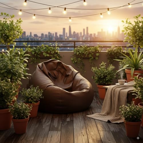 Image of 4XL Tear Drop Bean Bag Cover with Handle (Without Beans) Faux Leather Bean Bag Sofa Chair Cover for Adults & Kids Large Bean Bag for Living Room, Bedroom & Lounge