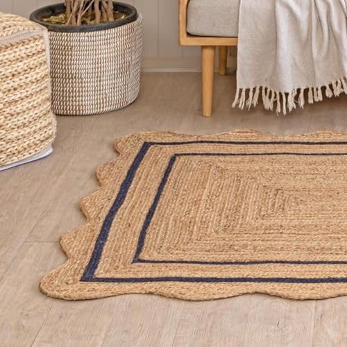 HandloomBazzar Indian Hand Woven Braided Jute Area Rug Natural Fiber