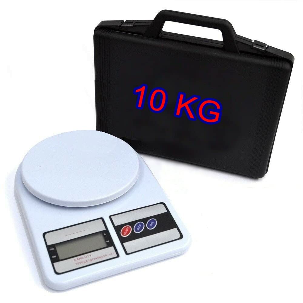 Báscula con maletín plástico pantalla LCD KG 10 Max resolución 1 gramo R600 R410 R407 R422 R32 R290 R436 para gas refrigerante