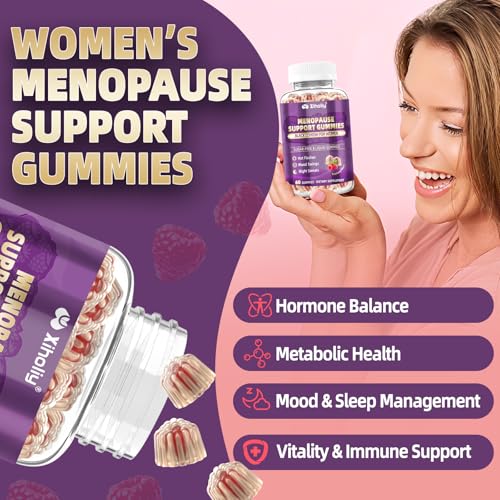 Menopause Supplements for Women with Black Cohosh, Menopause Relief Sugar Free Gummies for Hot Flashes, Natural Female Hormone Balance & Ashwagandha, Magnesium for Night Sweats, Mood Swings, 60 Count - Image 3