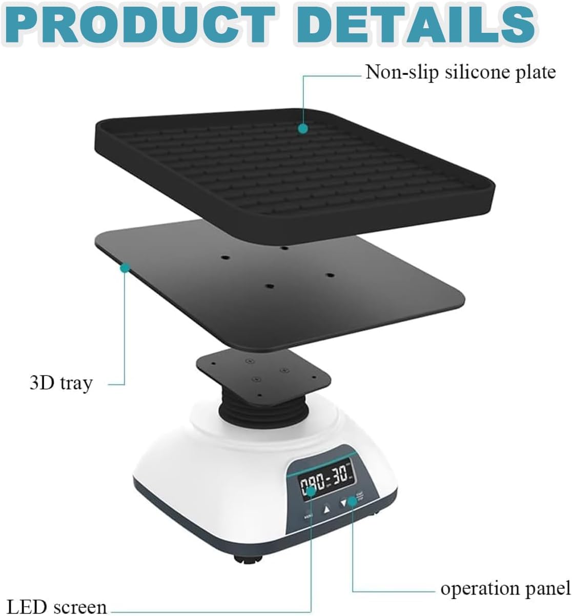 Digital Horizontal Swing Oscillator Mixer, Lab Digital Orbital Shaker with LED and Time, Adjustable Speed ​​40-200 RPM, Non-Slip Silicone Plate, 10° Tilt Angle for Laboratory and Classroom