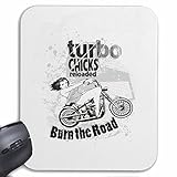  Tapis de souris Mousepad (Mauspad) POUSSINS TURBO BURN THE ROAD Motard SHIRT CHOPPER MOTO GOTHIQUE SKULL MOTO CLUB BIKE ROUTE 66 pour votre ordinateur portable, ordinateur portable ou PC Internet ..