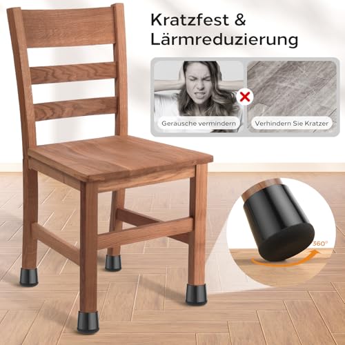 yomanta Stuhlbeinkappen 24 Stück,Silikon Stuhlbeinschoner mit Filzpolstern,Schutzkappen für Stuhlbeine Verhindert Kratzer im Boden,geringeres Rauschen - Rund,Extra klein Schwarz